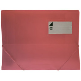 Pasta Plástico c/Elásticos A4 3 Abas Vermelho Translúcido